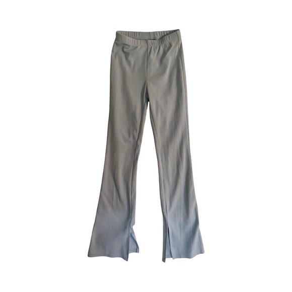 PacSun Girlfriend Split Flare Pants Size S Gray High Rise Elastic Waist Ribbed - Picture 2 of 8
